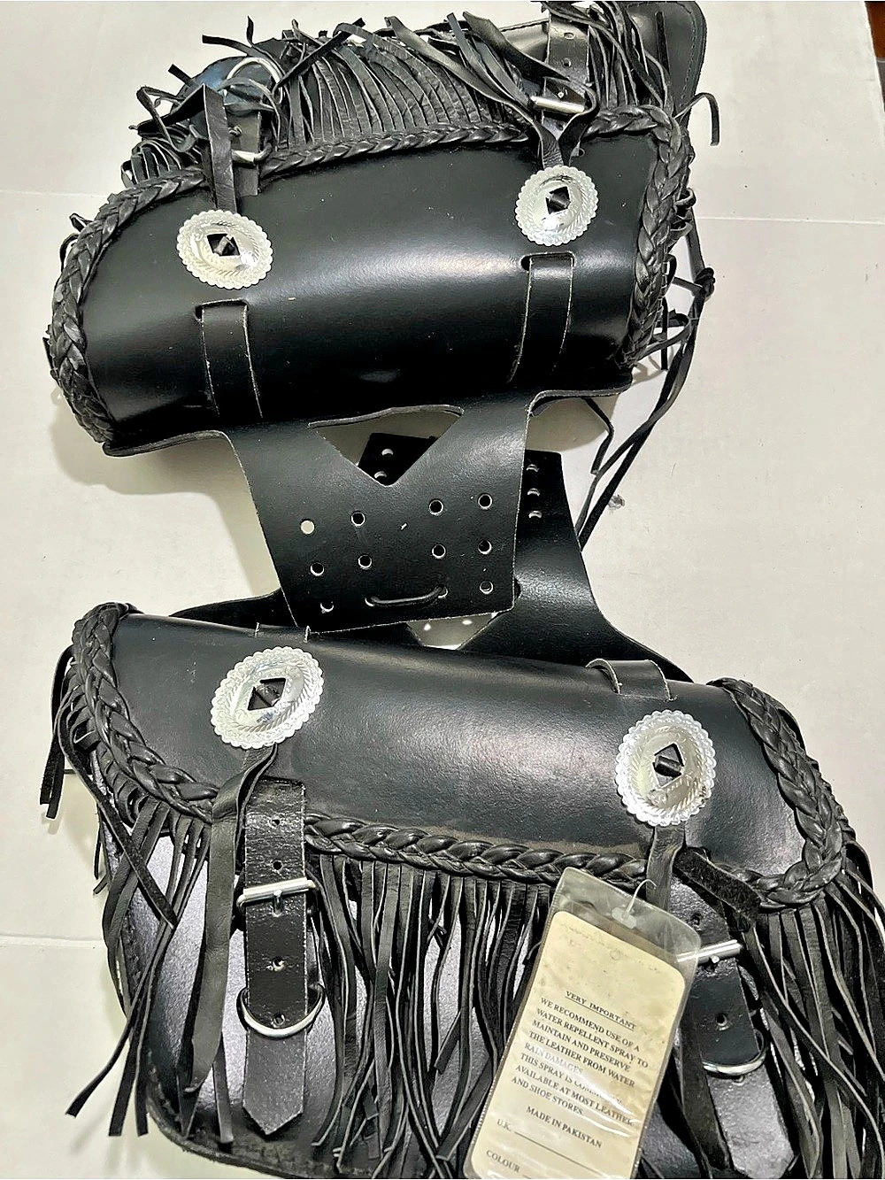 UNIK Black Leather Motorcycle Saddlebag NWT